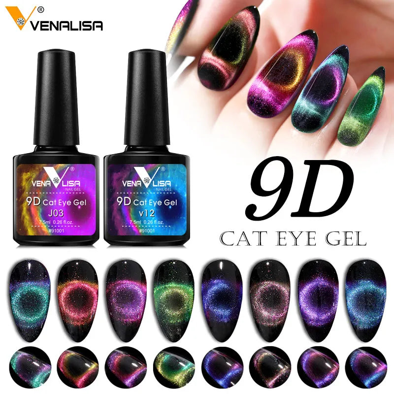 Venalisa 9D Cat Eye Nail Gel Polish Super Sparkle Effect Galaxy Starry Nail Manicure Magnetic Magic Semi Permanent Gel Varnish