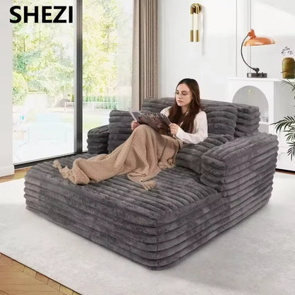 Shezi Modern Oversize Chaise Lounge Sofa Bed Set Indoor One-Seater Boneless Fabric Plush Corduroy Sleeper Hotel Living Room