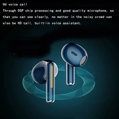True Wireless Earphones H6 Waterproof Sports Earbuds Hifi Sound Music Headphones Gaming Headset Built-in Mic for Phone Laptop