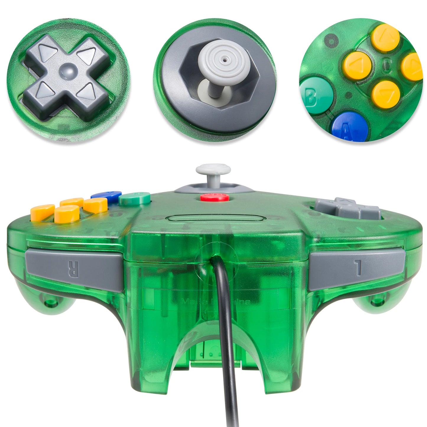 2Pcs Classic N64 Wired Remote Joystick Retra Gamepad Controller Compatible with N64 System Console (Black+Green)