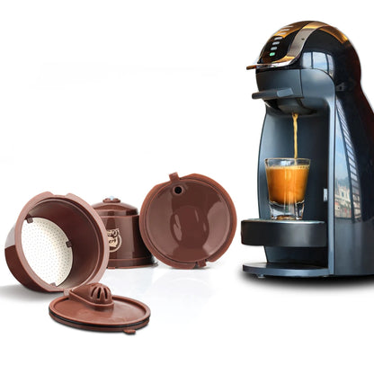 1/2/3/4/6/9/10pcs Refillable Reusable Coffee Capsules Pods For Necafe Dolce Gusto Refillable Crema Coffee Filters with Tamper