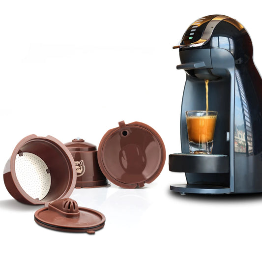 1/2/3/4/6/9/10pcs Refillable Reusable Coffee Capsules Pods For Necafe Dolce Gusto Refillable Crema Coffee Filters with Tamper