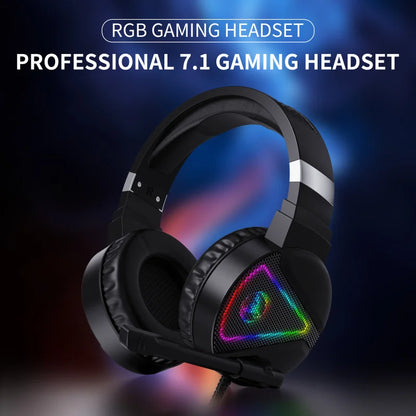 F16 Wired USB Gaming Headset with RGB Illuminated Microphone 7.1 Multicolor Light for PC for DJs and Gamers on PS4 PS3