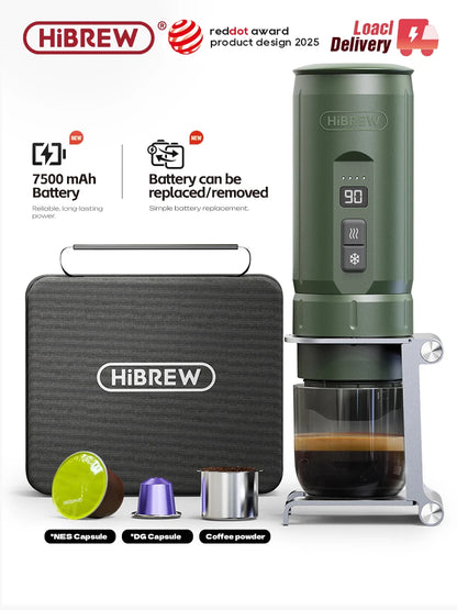 HiBREW Portable Espresso Coffee Machine for Car & Home Camping Coffee Maker Fit Nespresso Dolce Capsule Powder H4C - Merit Sell