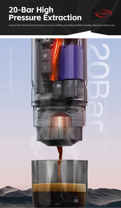 HiBREW Portable Espresso Coffee Machine for Car & Home Camping Coffee Maker Fit Nespresso Dolce Capsule Powder H4C - Merit Sell