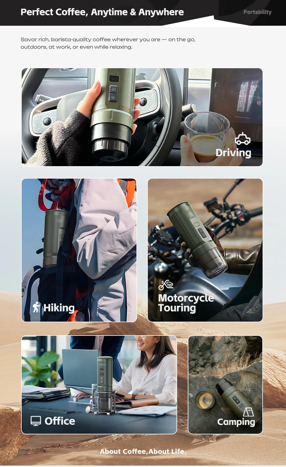 HiBREW Portable Espresso Coffee Machine for Car & Home Camping Coffee Maker Fit Nespresso Dolce Capsule Powder H4C - Merit Sell