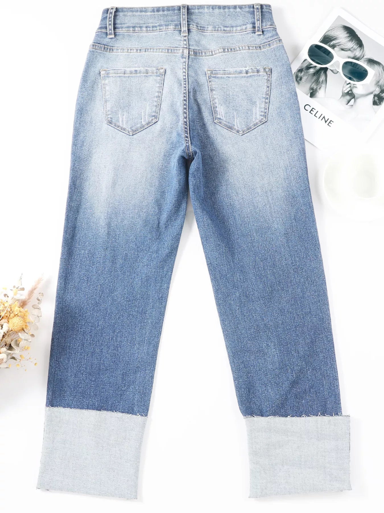 High Waist Distressed Straight Leg Jeans - Merit Sell