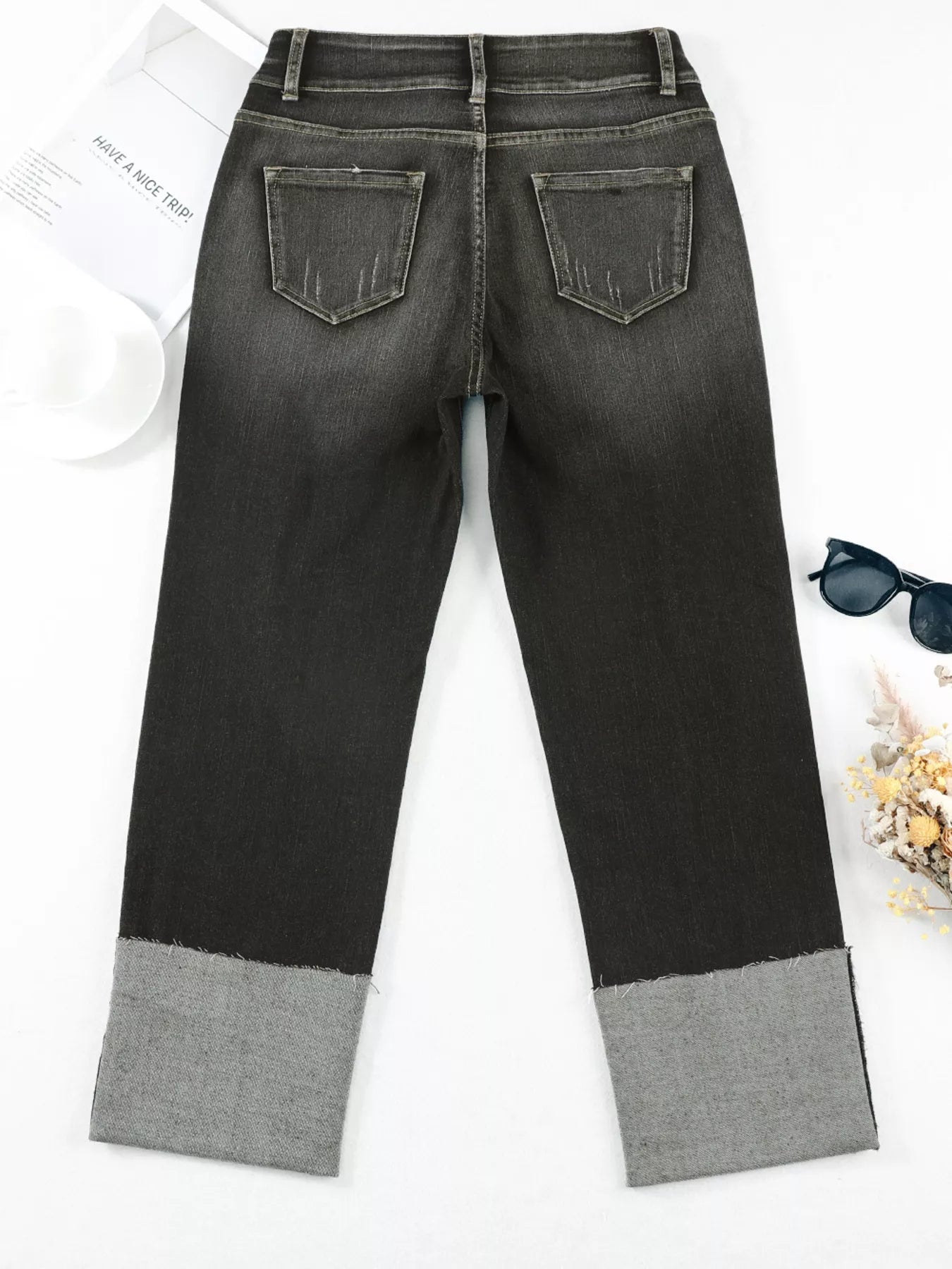 High Waist Distressed Straight Leg Jeans - Merit Sell
