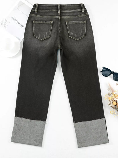 High Waist Distressed Straight Leg Jeans - Merit Sell