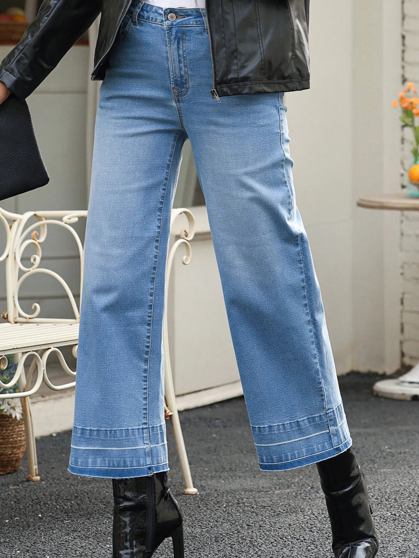 High Waist Wide Leg Washed Jeans - Merit Sell