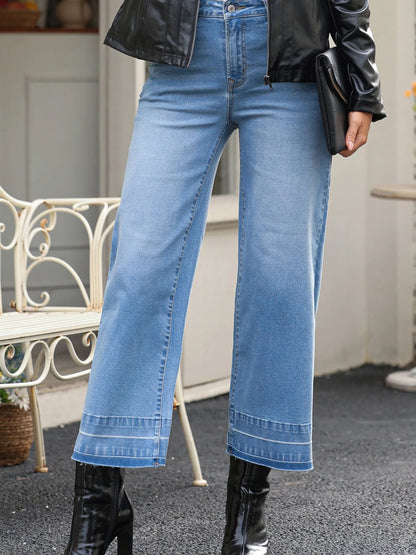 High Waist Wide Leg Washed Jeans - Merit Sell