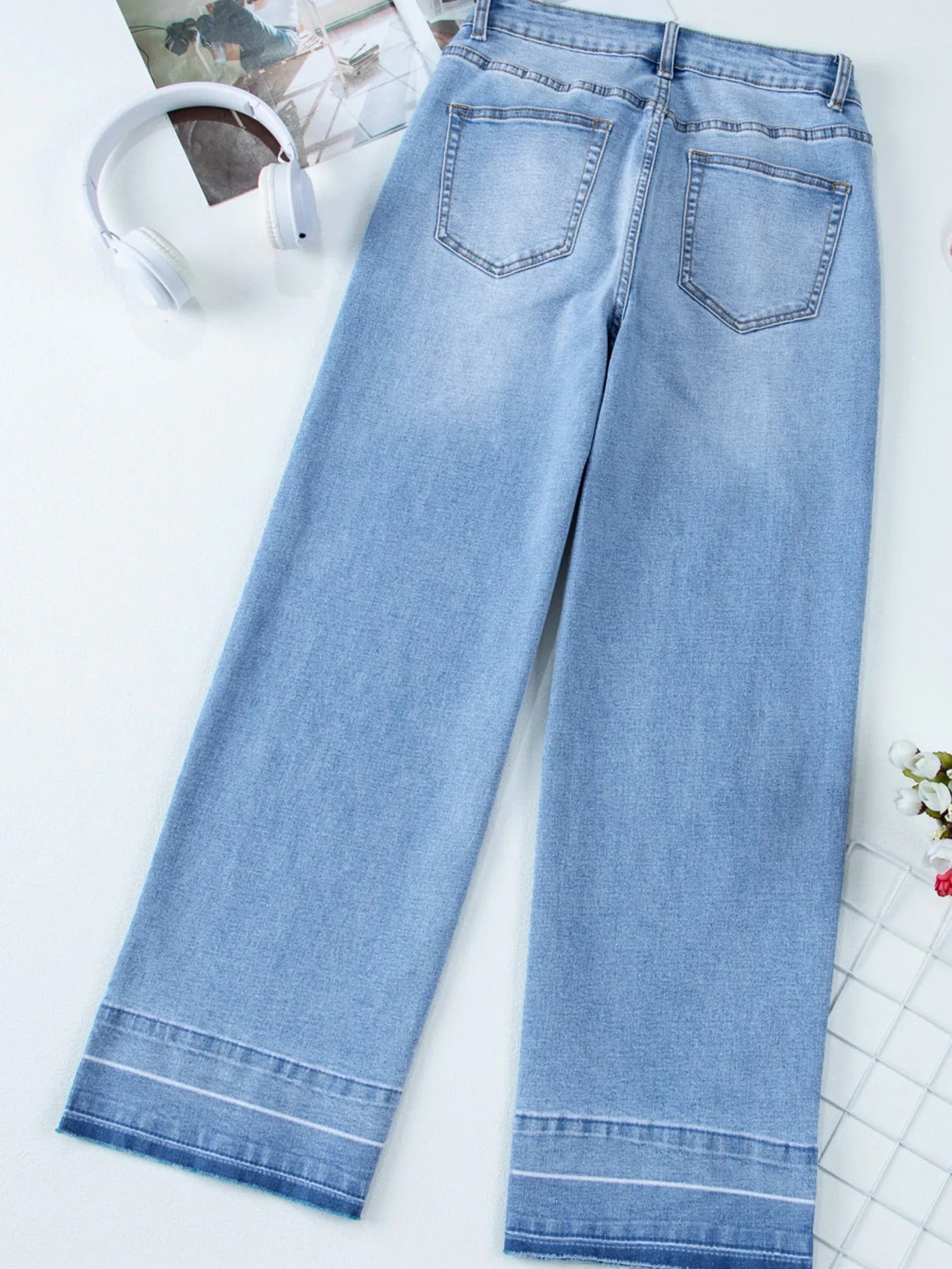 High Waist Wide Leg Washed Jeans - Merit Sell