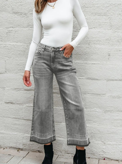 High Waist Wide Leg Washed Jeans - Merit Sell