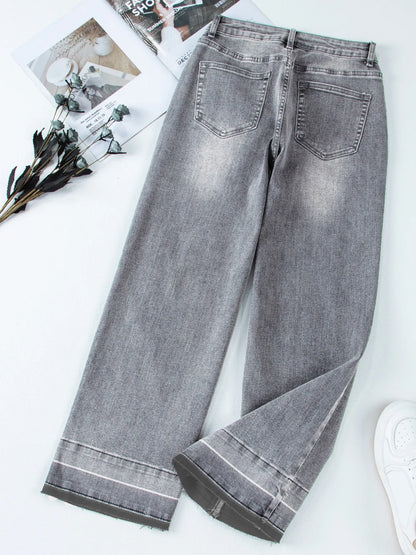 High Waist Wide Leg Washed Jeans - Merit Sell