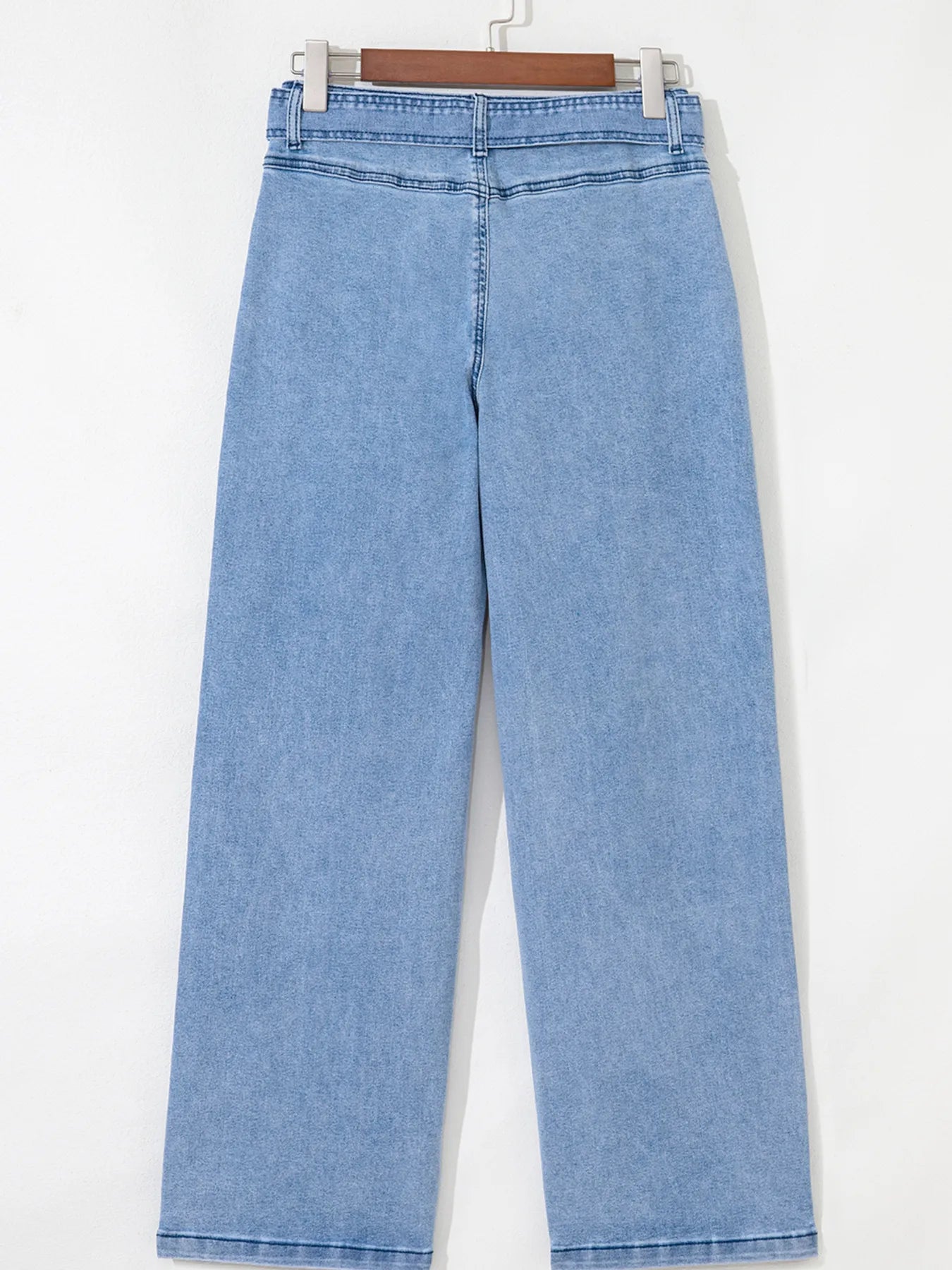 High Waisted Wide Leg Belted Jeans - Merit Sell