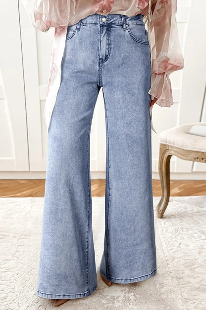 High-Waisted Wide Leg Flare Jeans - Merit Sell
