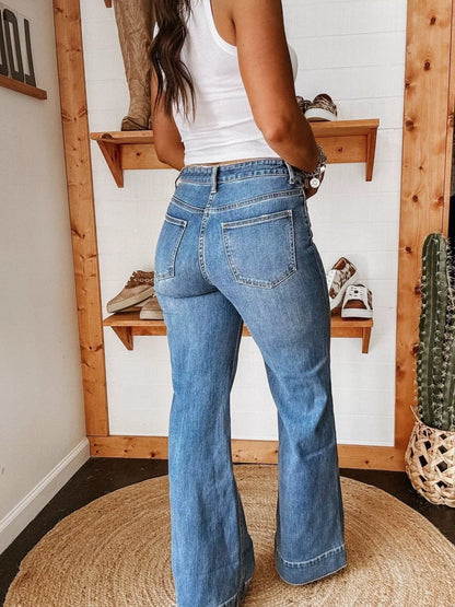 High-Waisted Wide Leg Jeans - Merit Sell