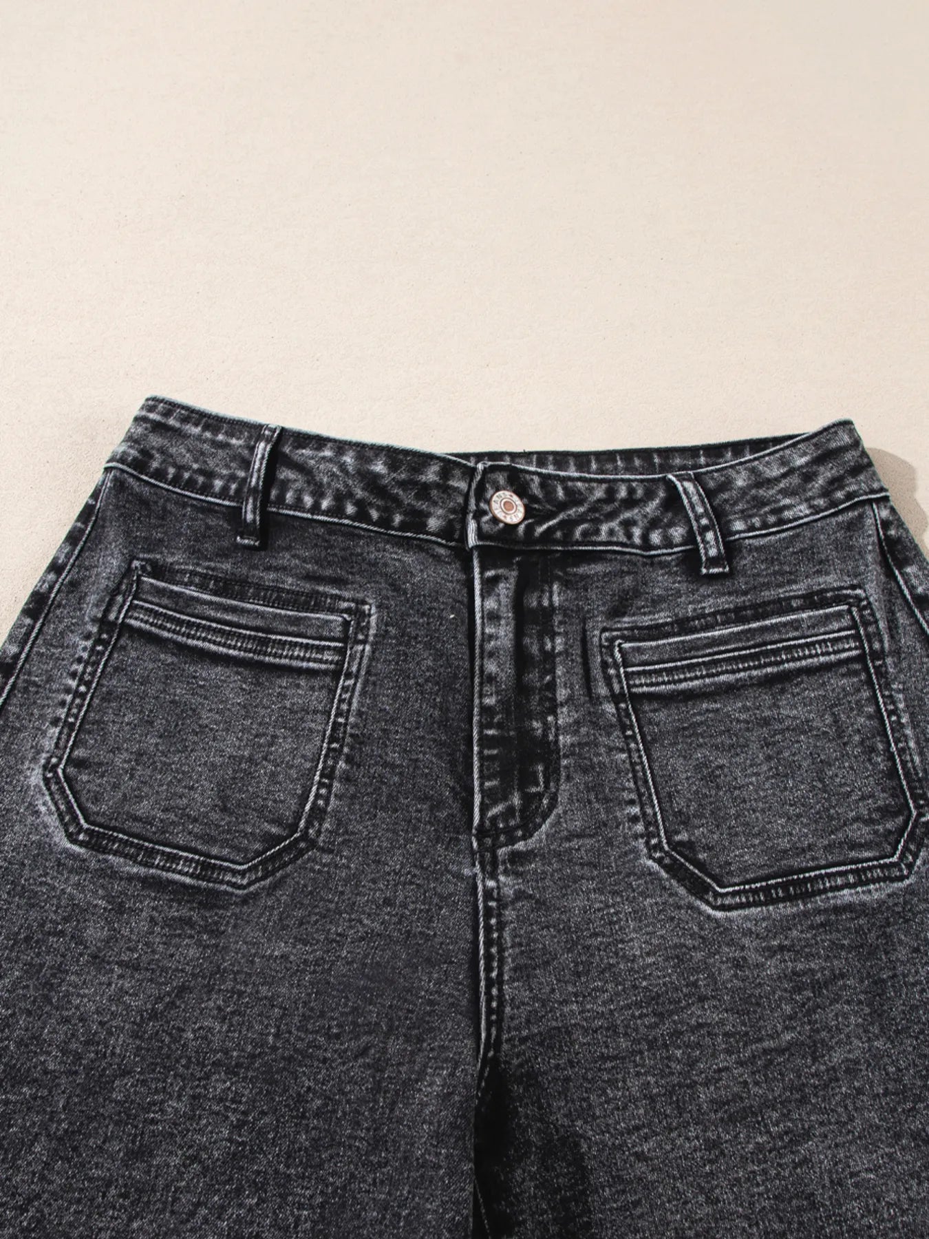 High-Waisted Wide Leg Washed Jeans - Merit Sell