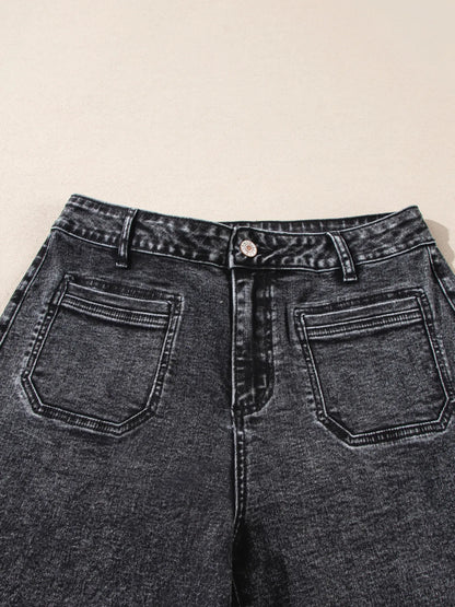 High-Waisted Wide Leg Washed Jeans - Merit Sell