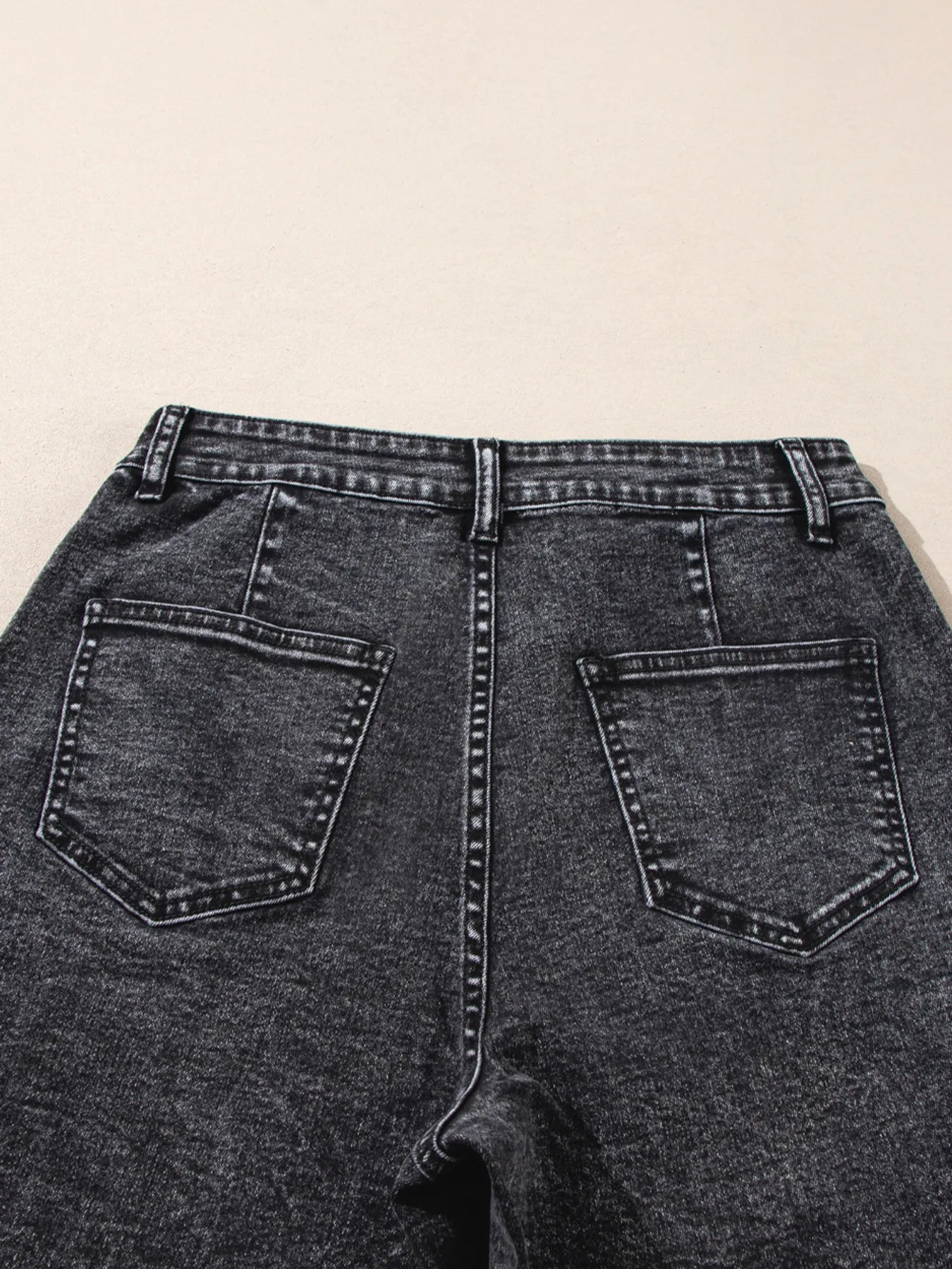 High-Waisted Wide Leg Washed Jeans - Merit Sell