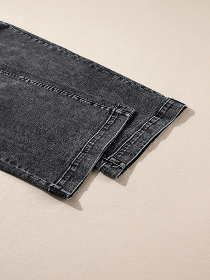 High-Waisted Wide Leg Washed Jeans - Merit Sell