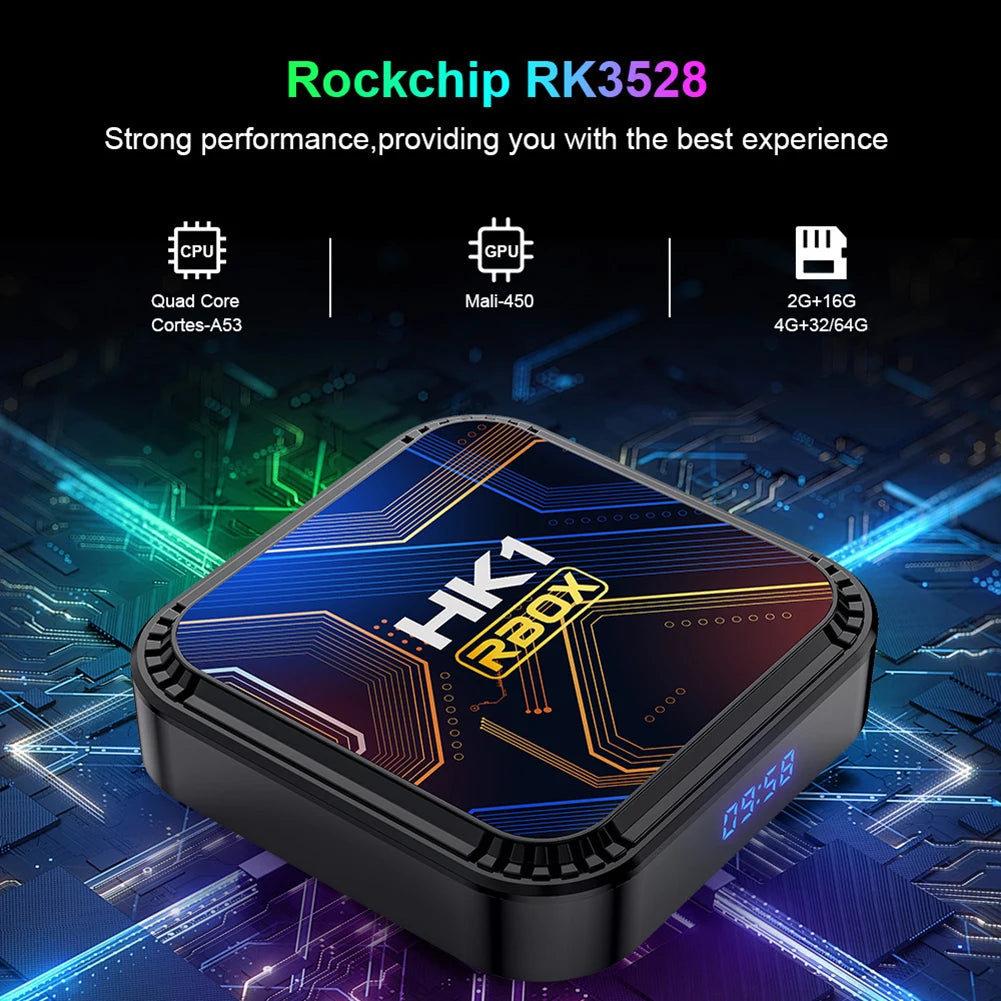 Home HK1 RBOX K8S Android 13 TV BOX RK3528 64GB 32GB 16GB 2.4G 5G WIFI BT 4.0 Vedio Decoding Media Player Set Top Receiver Box - Merit Sell