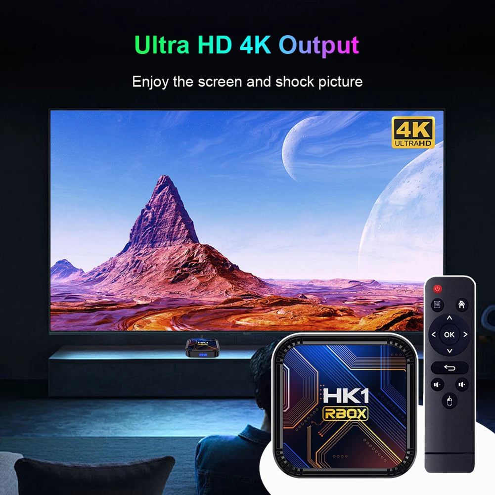 Home HK1 RBOX K8S Android 13 TV BOX RK3528 64GB 32GB 16GB 2.4G 5G WIFI BT 4.0 Vedio Decoding Media Player Set Top Receiver Box - Merit Sell