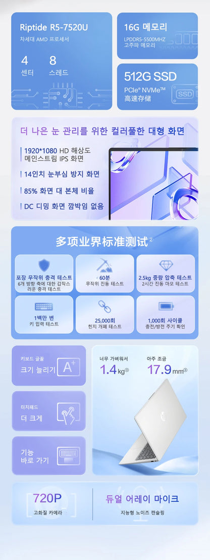 Hp Laptop Star Book 14 R5-7520U 16+512GB 14 Inch Full Hd Display Windows 11 Notebook Computer Special 100% Original em0352AU - Merit Sell