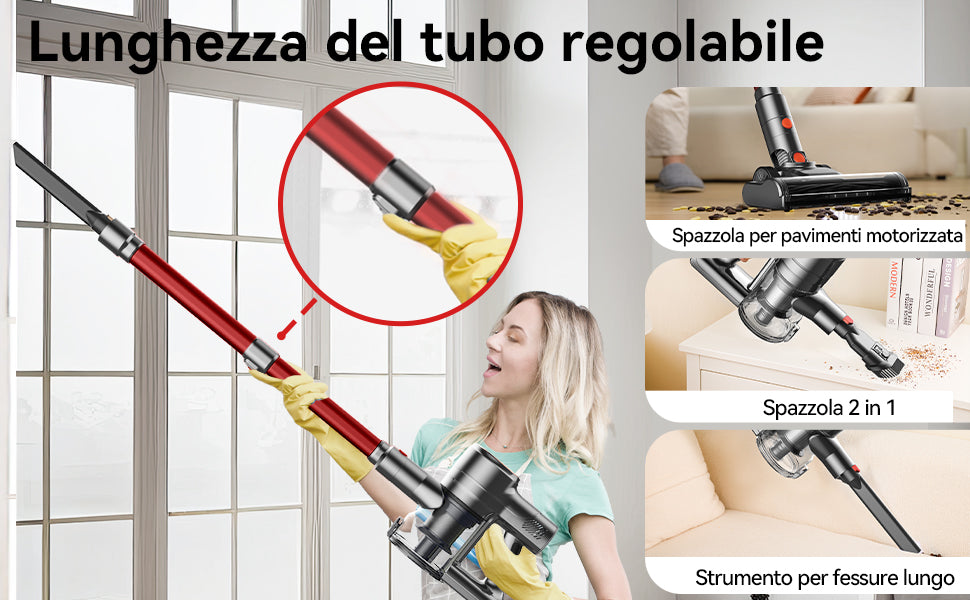 I8 Corded Vacuum Cleaner 23Kpa 600W Stick Vacuum Cleaner With 20ft Line Free-Stand 6 in 1 Handheld Vacuum for Household Cleaning - Merit Sell