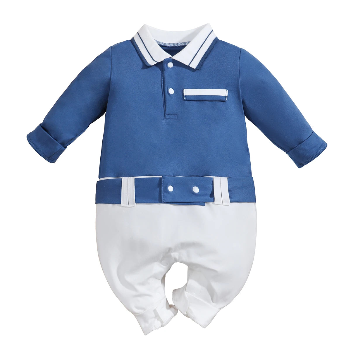 IURNXB Newborn Baby Boys Gentleman Clothes One Piece Polo Romper Formal Outfit Tuxedo Christmas Long Sleeve Jumpsuit Gifts 0-18M - Merit Sell