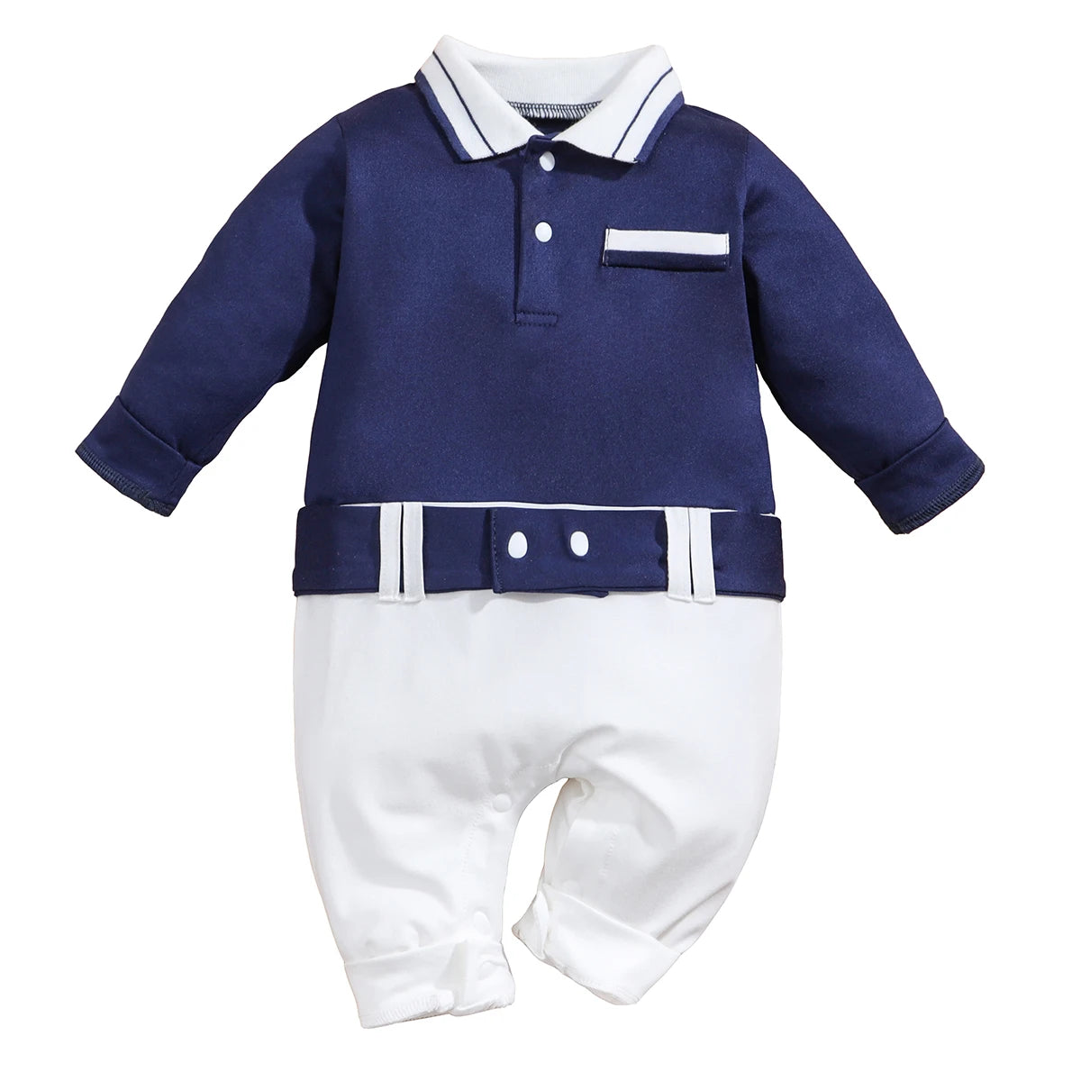 IURNXB Newborn Baby Boys Gentleman Clothes One Piece Polo Romper Formal Outfit Tuxedo Christmas Long Sleeve Jumpsuit Gifts 0-18M - Merit Sell
