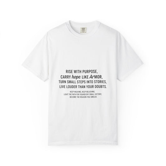 Inspirational Quote Tee — "Rise With Purpose" Motivational Graphic T-Shirt Merit Sell