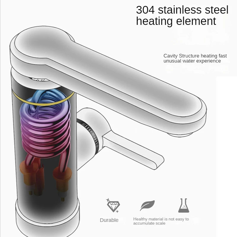 Instant Hot Water Heater Tap Fast Instantaneous Thermostat for Water Heater 3000w Electrical Faucet Temperature Display - Merit Sell