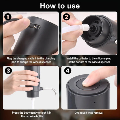 Intelligent Wine Aerator Dispenser Rechargeable One Touch Electric WineDecanter Liquor Dispenser Set Bar Party Wine Accessories - Merit Sell