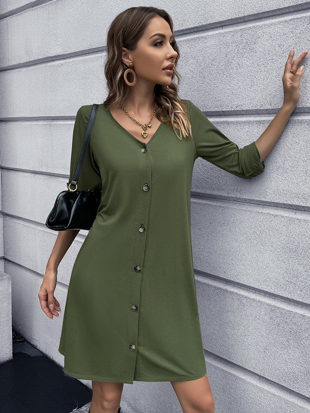 Ivy Lane Button Down V-Neck Mini Dress - Merit Sell