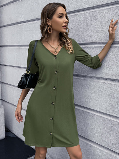 Ivy Lane Button Down V-Neck Mini Dress - Merit Sell