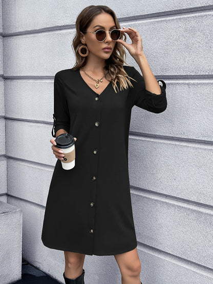 Ivy Lane Button Down V-Neck Mini Dress - Merit Sell