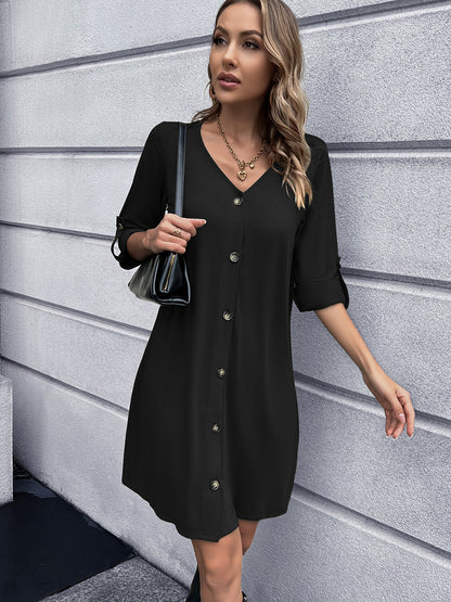 Ivy Lane Button Down V-Neck Mini Dress - Merit Sell