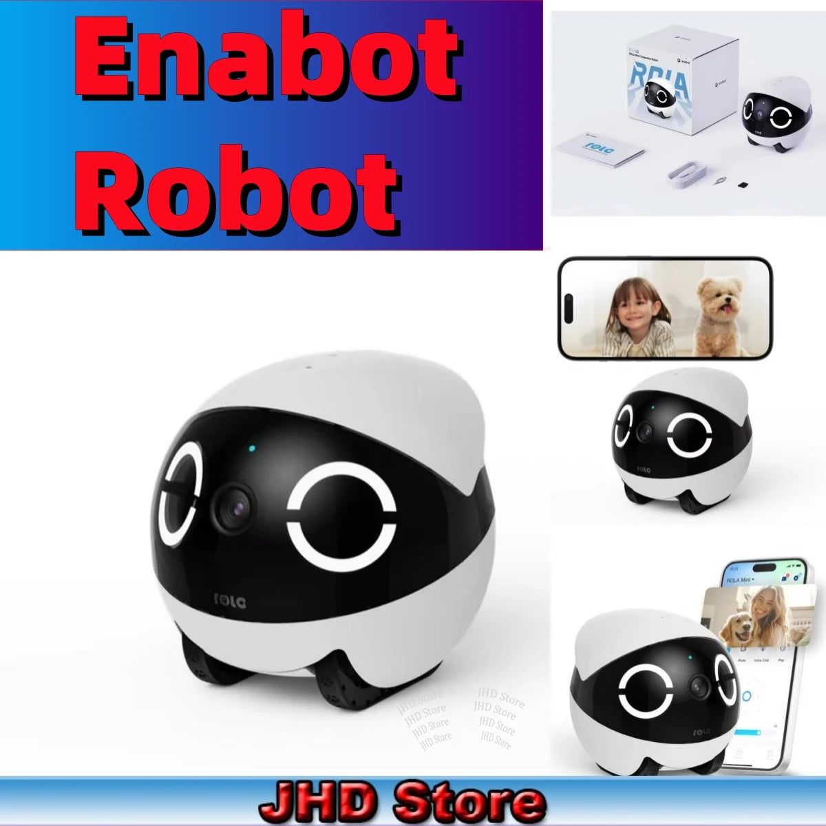 JHD for 2025 New Enabot ROLA Mini Pet Companion Robot 2K Camera Intelligent Robot Remote Monitoring Robot Wireless for Dog Cat - Merit Sell