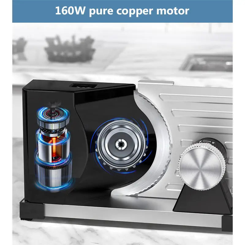JIQI Household Commercial Foldable Lamb Roll Slicer 0-18mm Thickness Adjustable Pure Copper Motor Vegetable Meat Slicing Machine - Merit Sell
