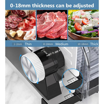 JIQI Household Commercial Foldable Lamb Roll Slicer 0-18mm Thickness Adjustable Pure Copper Motor Vegetable Meat Slicing Machine - Merit Sell