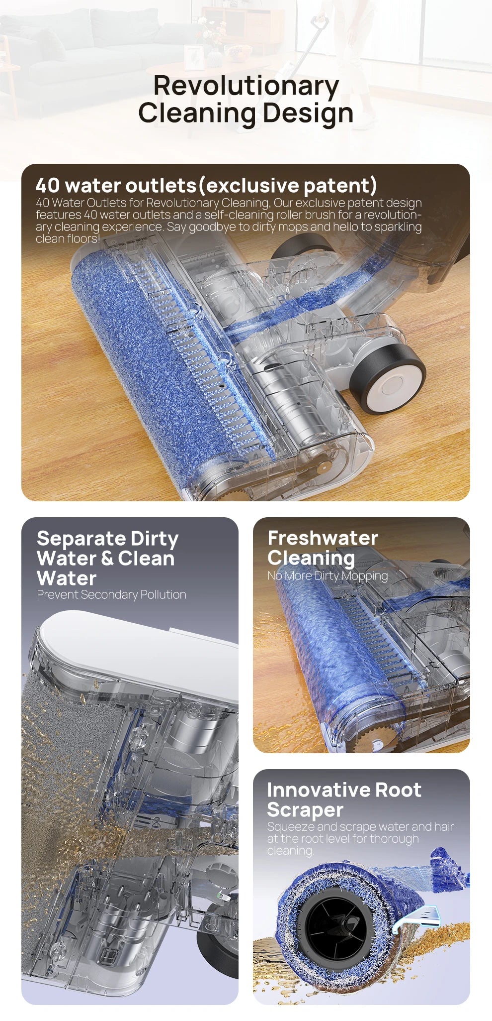 JONR ED12 Wet Dry Smart Vacuum Washing Cleaner Wireless Washing Floor Cleaner/Mop Water - Merit Sell