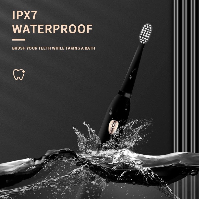 Jianpai Adult Black White Classic Acoustic Electric Toothbrush Adult 5-gear Mode USB Charging IPX7 Waterproof Acoustic Electric - Merit Sell