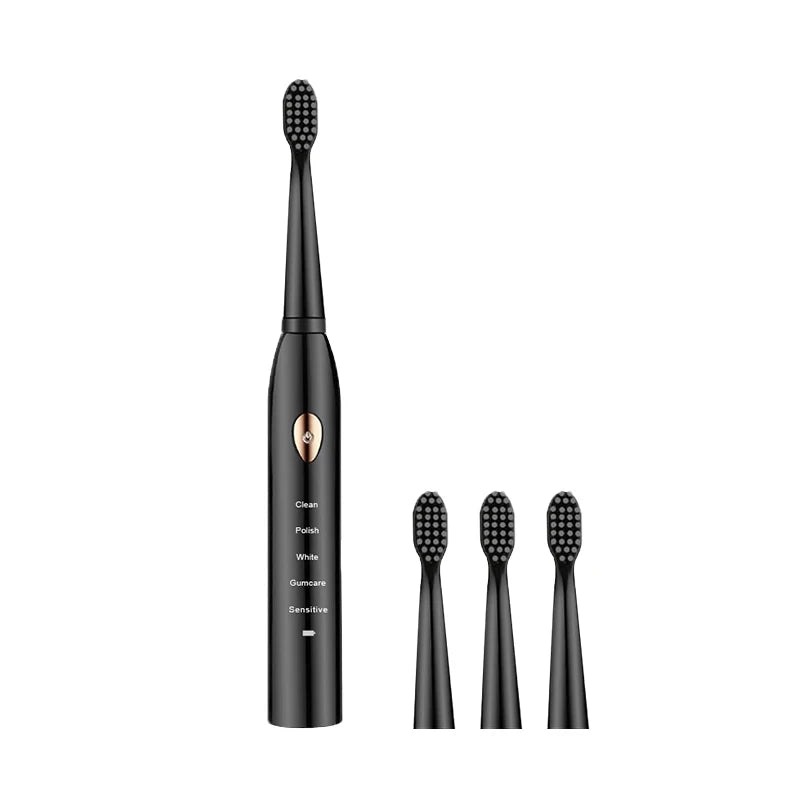Jianpai Adult Black White Classic Acoustic Electric Toothbrush Adult 5-gear Mode USB Charging IPX7 Waterproof Acoustic Electric - Merit Sell