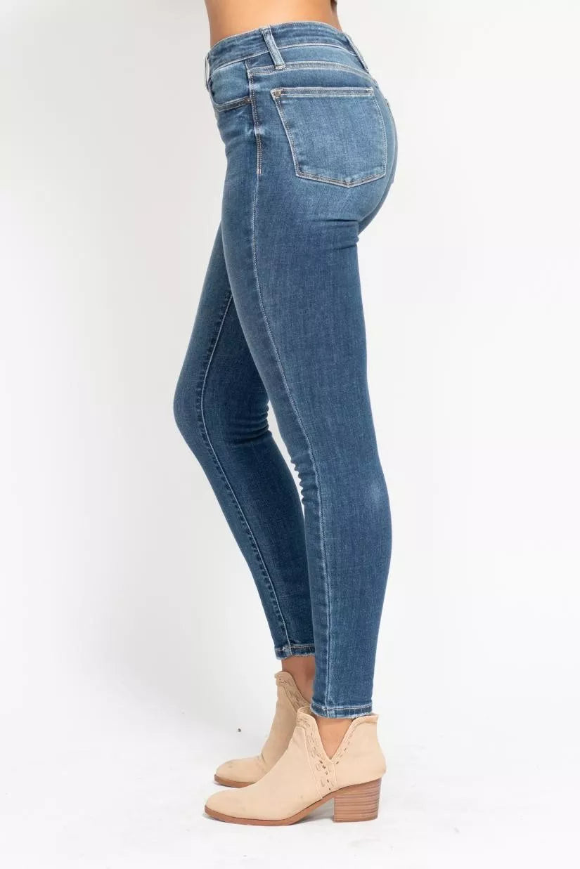 Judy Blue Full Size High Rise Button Fly Skinny Jeans Plus Size - Merit Sell