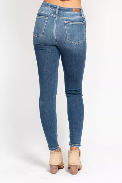 Judy Blue Full Size High Rise Button Fly Skinny Jeans Plus Size - Merit Sell