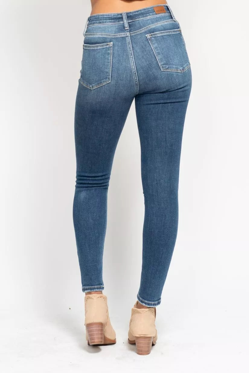 Judy Blue Full Size High Rise Button Fly Skinny Jeans Plus Size - Merit Sell