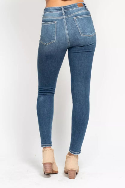 Judy Blue Full Size High Rise Button Fly Skinny Jeans Plus Size - Merit Sell