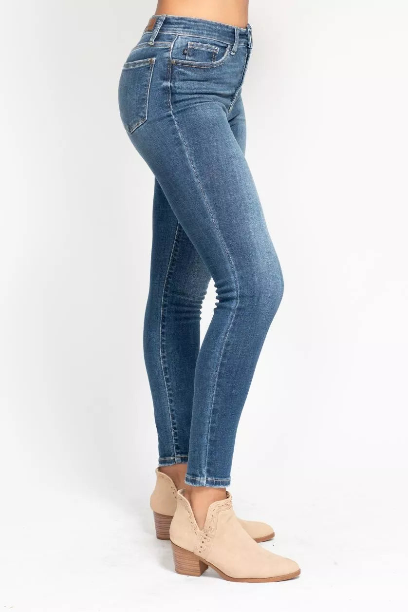 Judy Blue Full Size High Rise Button Fly Skinny Jeans Plus Size - Merit Sell