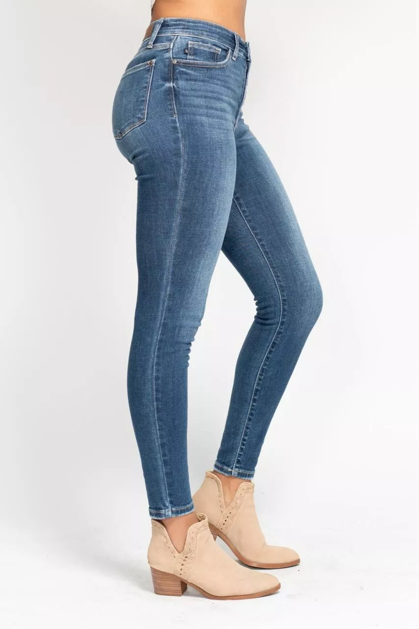 Judy Blue Full Size High Rise Button Fly Skinny Jeans Plus Size - Merit Sell